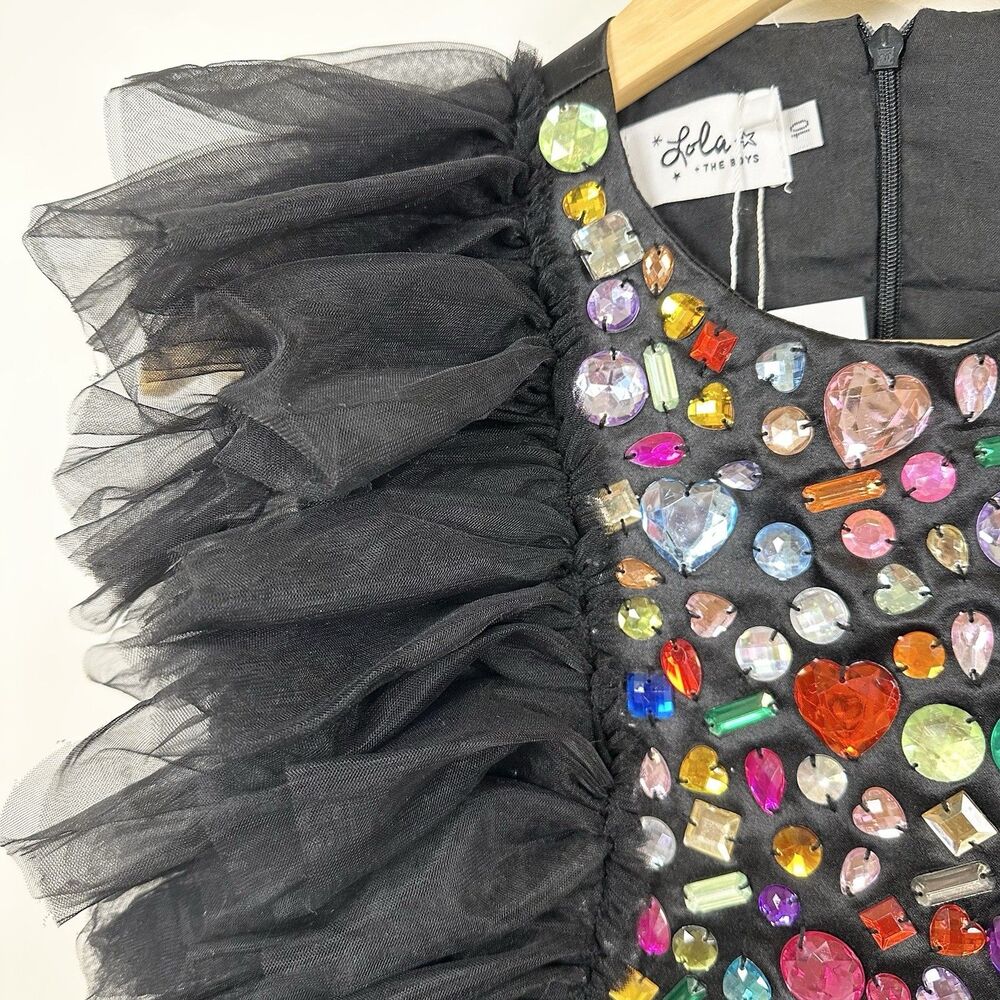 Elegant Black Kids Formal Dress with Colorful Embellishments - Picture 2 of 12